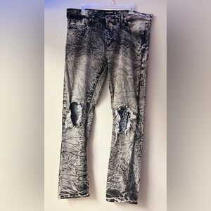 Reason Distressed Black and Gray Skinny Jeans